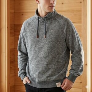 Roots Canada Sweatshirt Men's Gray Pullover Funnel Neck Patch Winter Comfy Large